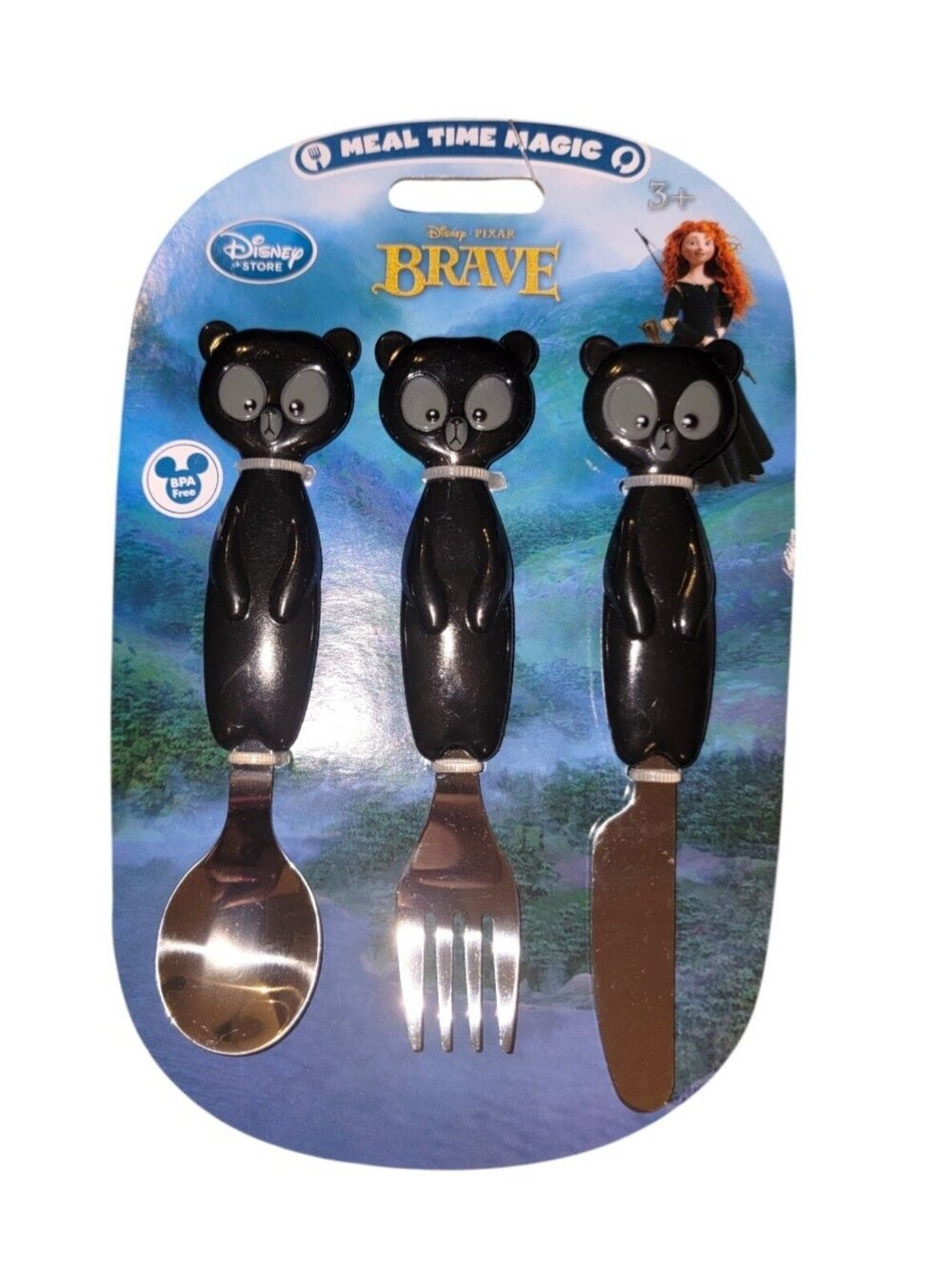 Disney Store Brave Bears Kids Utensil Set Fork Spoon Knife NEW
